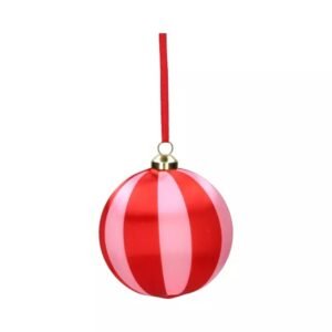 Candy Pop Xmas Ball 🎄🍭 (Red & Pink Sweet Stripes)