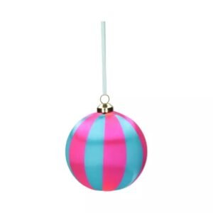 Candy Pop Xmas Ball 🎄🍭 (Pink & Turquoise Stripes)