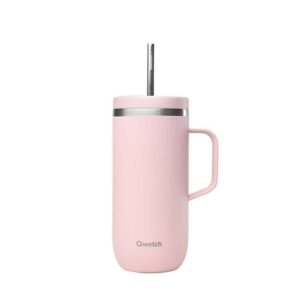 QwetchStainless Steel Insulated Cold Cup With Handle – Pastel Pink – 600ml